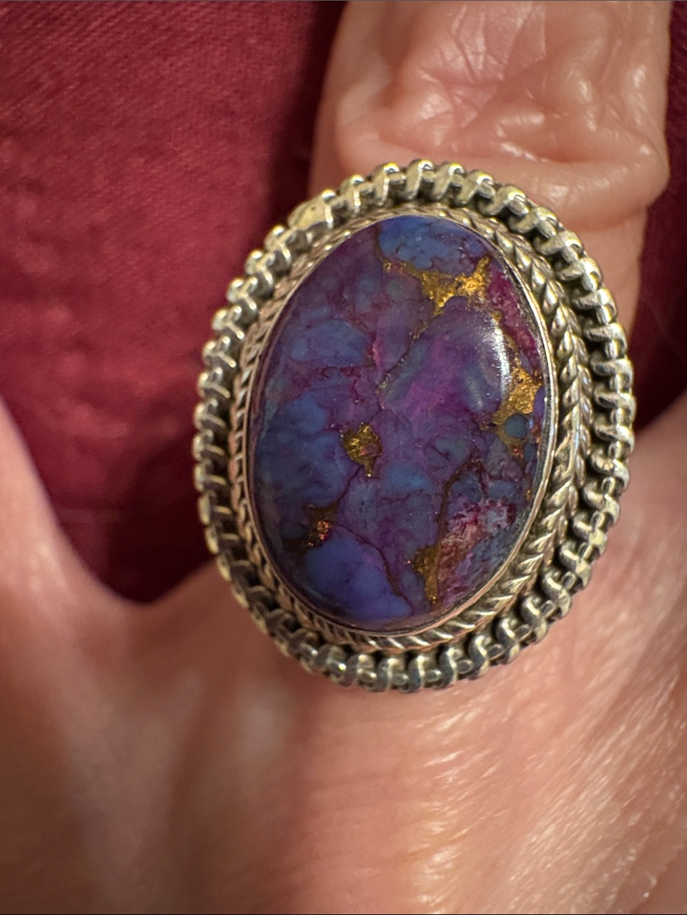 Size 6 Silver Ring with Purple Turquoise